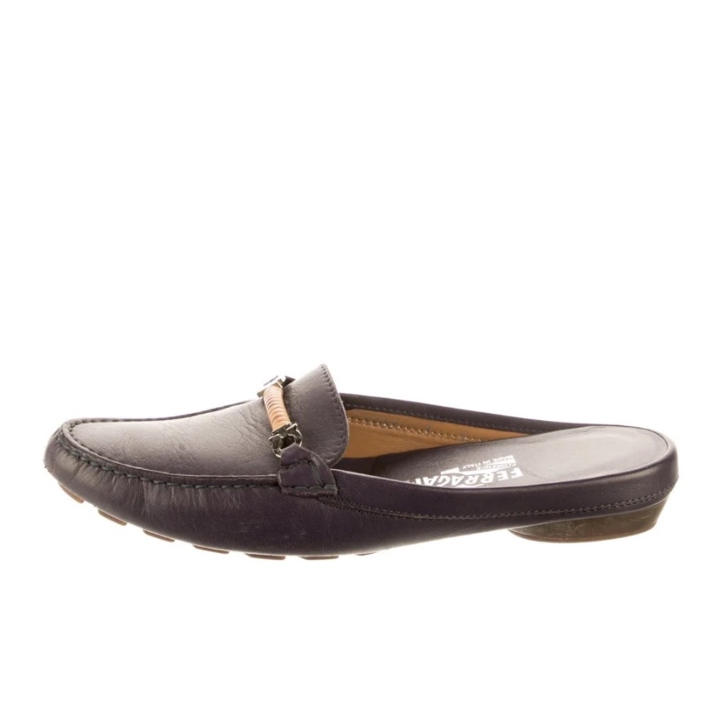 Salvatore Ferragamo Black Leather Mules